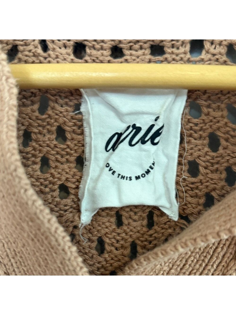Aerie Tan Oversized Open Knit Polo Sweater [MEL0188] - Picture 4 of 8